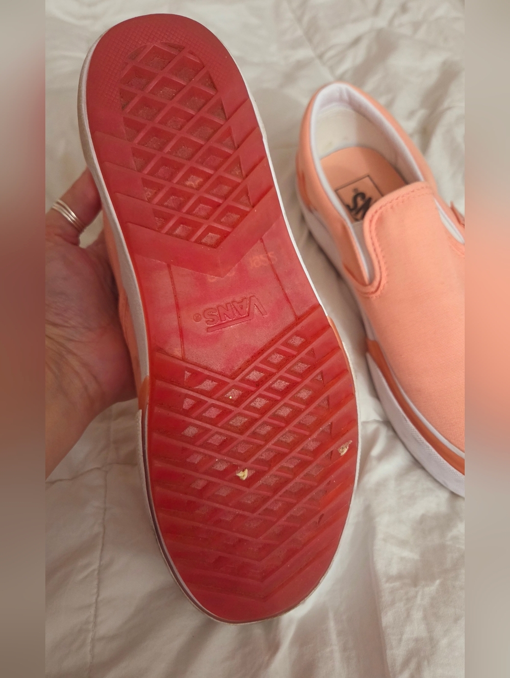 Vans Peach Canvas Slip-On Sneakers - Picture 2 of 3